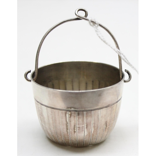 1078 - An unusual 19th century silver tea strainer formed as a bucket, mark unknown but possibly Dutch colo... 