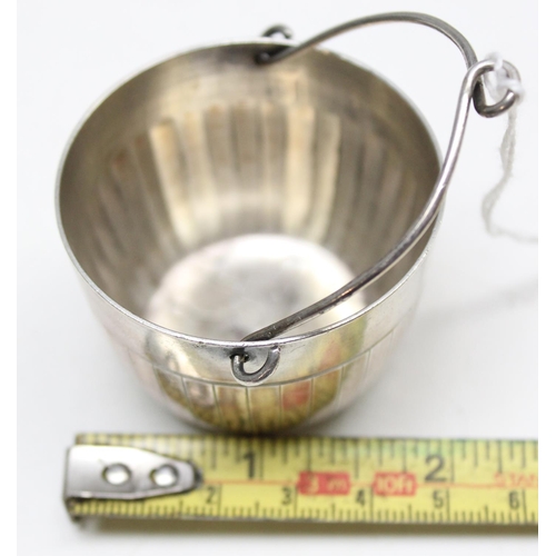 1078 - An unusual 19th century silver tea strainer formed as a bucket, mark unknown but possibly Dutch colo... 