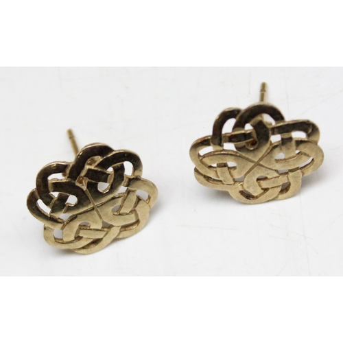 1167 - A pair of 9ct gold Celtic knot stud earrings, approx 1.26g gross