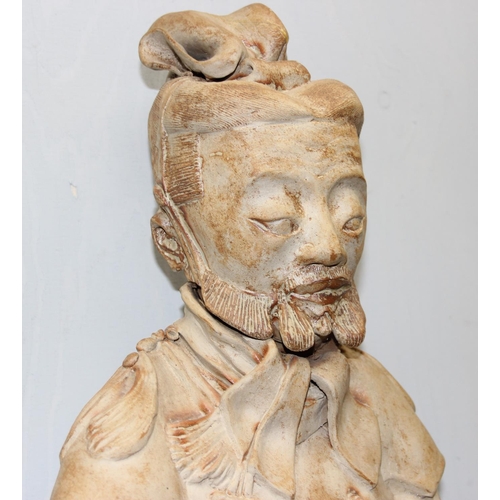 1702 - A large pottery figure of an Oriental male, approx 106cm tall