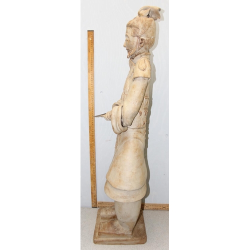 1702 - A large pottery figure of an Oriental male, approx 106cm tall