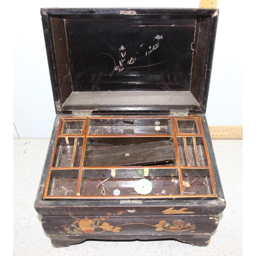 294 - 5 assorted antique and later boxes, mainly Oriental to inc a tea caddy