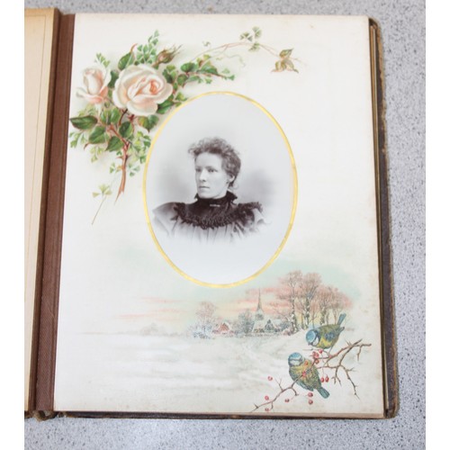 541 - A Victorian photograph album and contents, many photographs