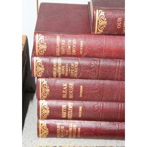 534 - Set of 16 Dickens novels and three antique leather bound poetry books