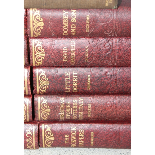 534 - Set of 16 Dickens novels and three antique leather bound poetry books