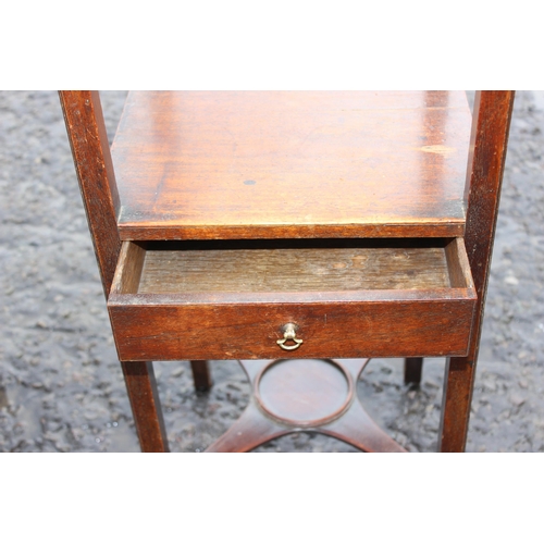 128 - 2 antique mahogany wash stands, one with folding lid, both with drawers