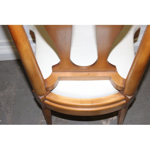 104 - 6 American Art Deco style cherry wood dining chairs to include 2 carvers all with burr back support ... 