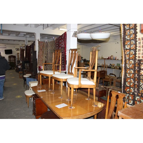 104 - 6 American Art Deco style cherry wood dining chairs to include 2 carvers all with burr back support ... 