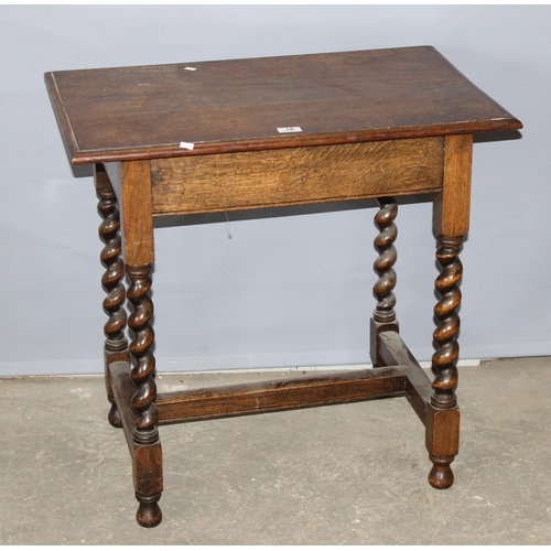 16 - An early 20th century oak side table with barleytwist legs, approx 77cm x 50cm