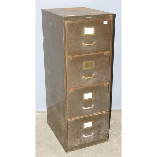 17 - A vintage industrial metal 4 drawer filing cabinet by Vickers