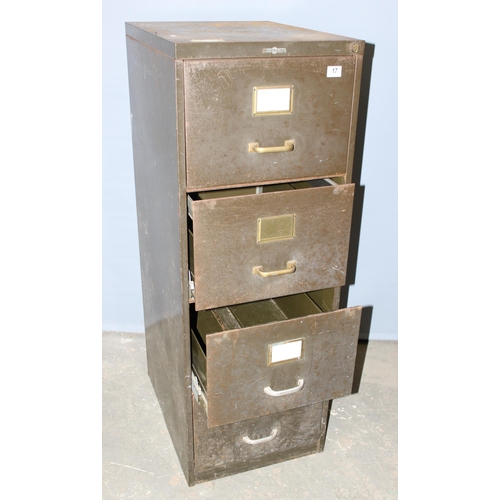 17 - A vintage industrial metal 4 drawer filing cabinet by Vickers