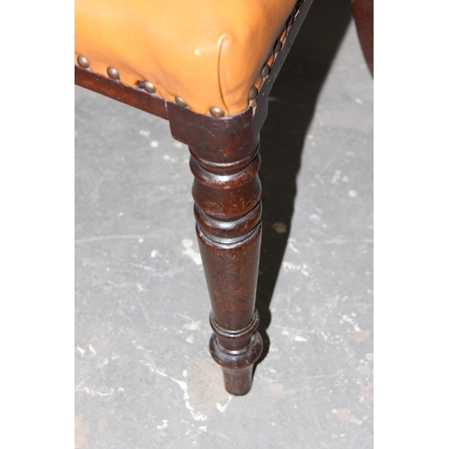 26 - A matched set of 4 Regency or William IV period rail back mahogany dining chairs with tan leather se... 