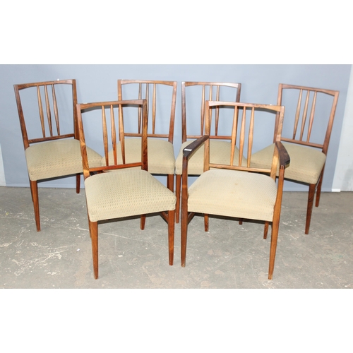 32 - Gordon Russell, a set of 6 (5+1) retro mid-century dining chairs with stuffed seats, believed to be ... 