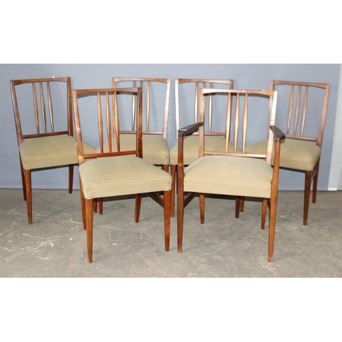 32 - Gordon Russell, a set of 6 (5+1) retro mid-century dining chairs with stuffed seats, believed to be ... 