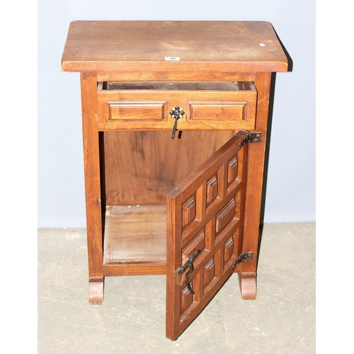 40 - A 20th century carved wooden side cabinet with drawer, approx 60cm wide