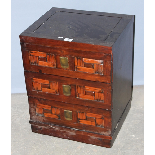 52 - An Oriental style 3 drawer chest of drawers, approx 48cm wide