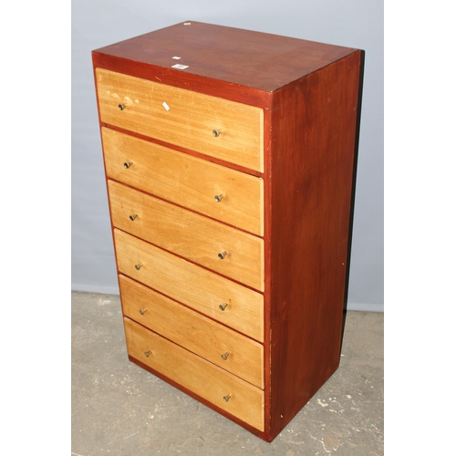 55 - Retro 6 drawer chest of drawers, no labels