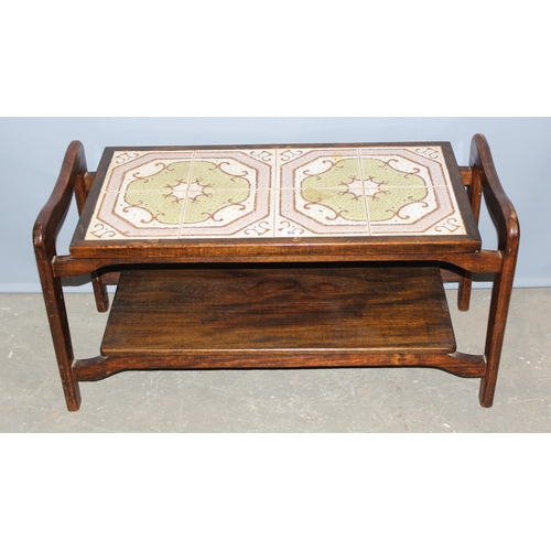 60 - Retro tile topped coffee table, approx 105cm wide