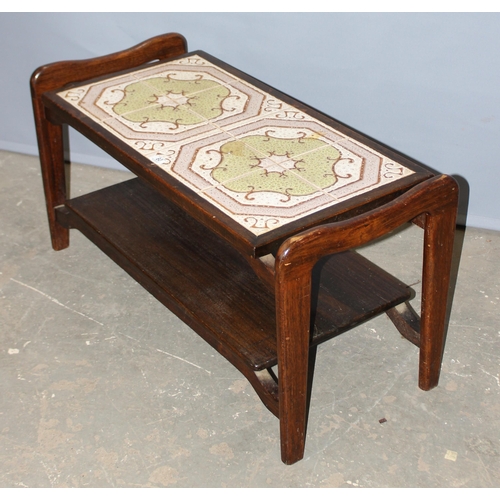 60 - Retro tile topped coffee table, approx 105cm wide