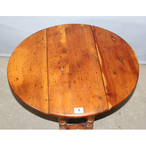 9 - A small yew wood dropleaf side table, approx 56cm deep when closed