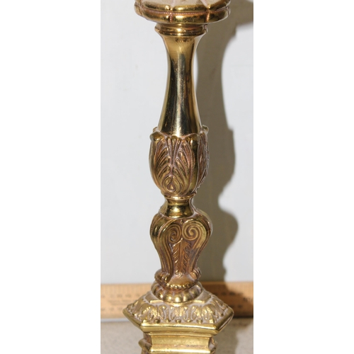 236 - A large gilt metal table lamp with shade, approx 77cm tall