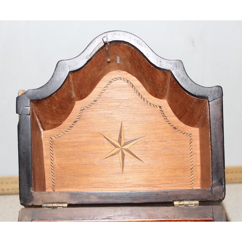 271 - Georgian mahogany knife box with velvet lined interior, approx 34cm tall