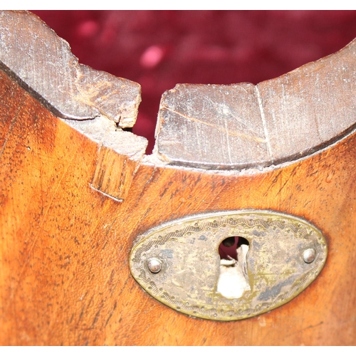 271 - Georgian mahogany knife box with velvet lined interior, approx 34cm tall