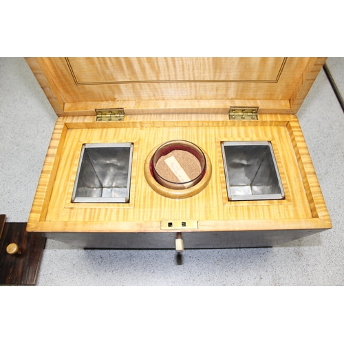 273 - 19th century rosewood tea caddy with satinwood lined interior