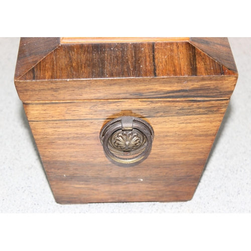 273 - 19th century rosewood tea caddy with satinwood lined interior