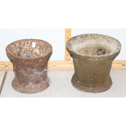 300 - 2 large antique cast iron mortars, the largest approx 20cm in diameter, 19th century or earlier