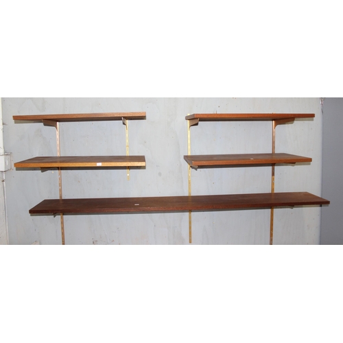 59 - A set of retro modular wall shelves, various size shelves and brackets, seemingly unmarked