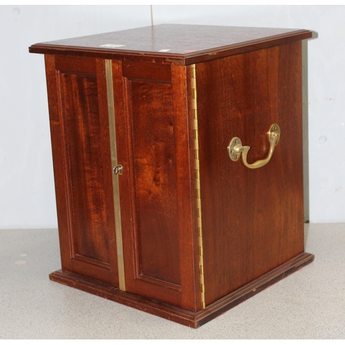 2 - A 20th century oak coin collector's cabinet containing 38 small drawers with turned brass handles an... 