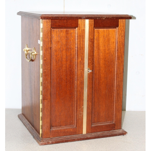 3 - A 20th century oak coin collector's cabinet containing 37 small drawers with turned brass handles an... 