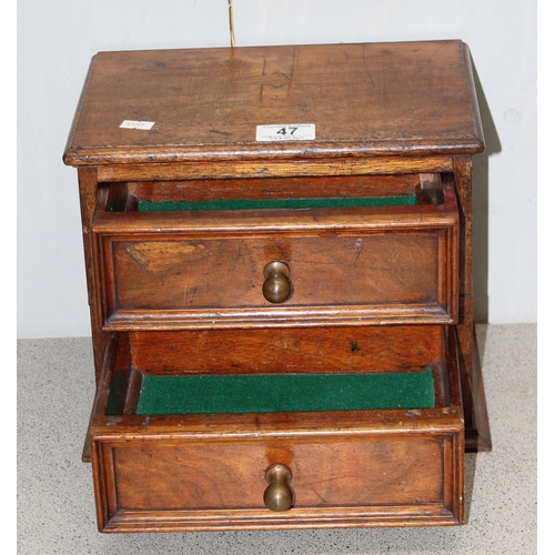 47 - A small vintage 2 drawer wooden collectors cabinet, approx 27cm wide