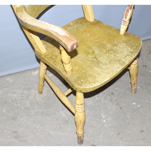 91 - An antique Oxford farmhouse armchair with scumbled painted finish