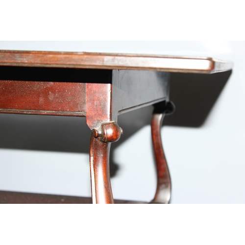 97 - An antique marquetry inlaid card table with fold over top and baize and leather lined interior, appr... 