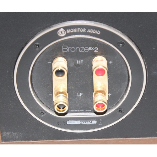 820 - A pair of Monitor Audio Bronze BX2 speakers and wiring