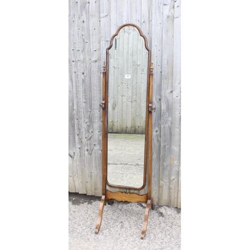 101 - Antique style cheval mirror on wooden base