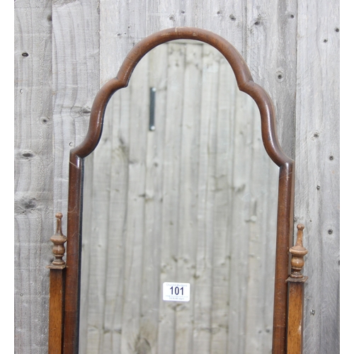 101 - Antique style cheval mirror on wooden base