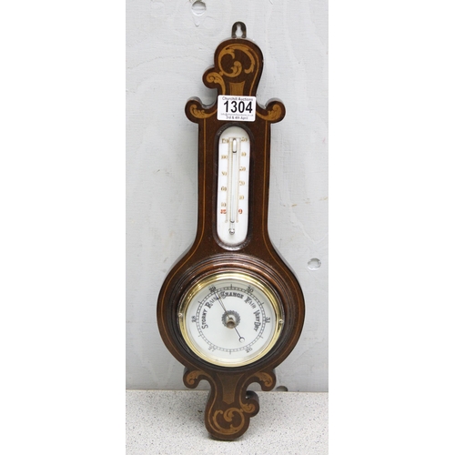 1304 - Antique Edwardian wall hanging mercury barometer