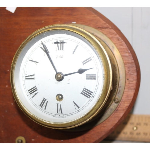 1308 - A vintage combination wall clock, thermometer and barometer by Sestrel, the clock with mechanical mo... 