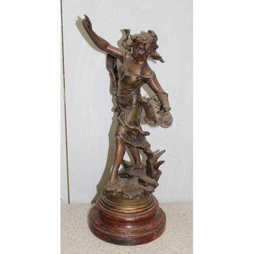 1600 - A pair of antique bronzed spelter figures after George Maxim (1895-1940) of 2 classical females, app... 