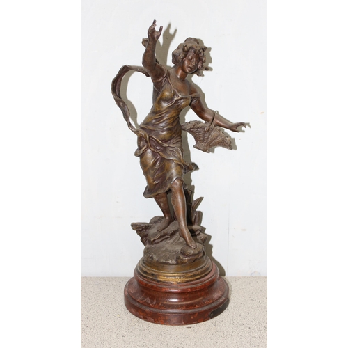 1600 - A pair of antique bronzed spelter figures after George Maxim (1895-1940) of 2 classical females, app... 