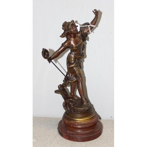 1600 - A pair of antique bronzed spelter figures after George Maxim (1895-1940) of 2 classical females, app... 