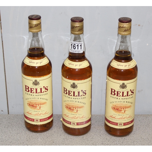 1611 - 3 bottles of Bells 8 year old Scotch whisky, 70cl