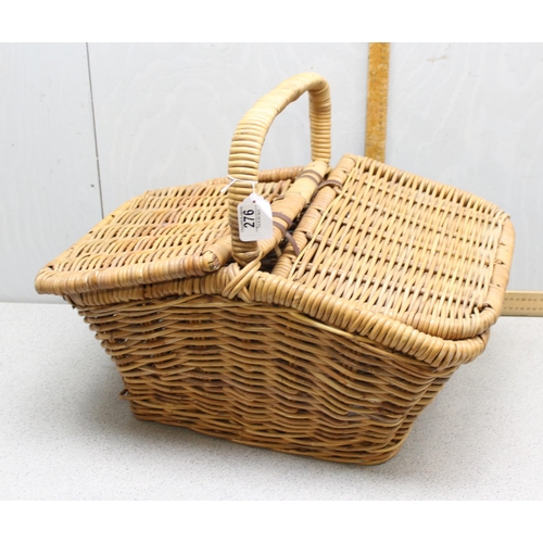 276 - Vintage wicker double sided picnic hamper