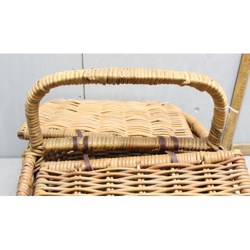 276 - Vintage wicker double sided picnic hamper