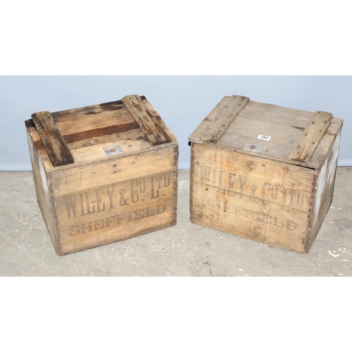 282 - Two vintage wooden brewery crates for Wiley & Co. Ltd of Sheffield