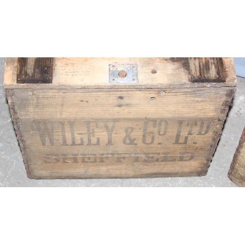 282 - Two vintage wooden brewery crates for Wiley & Co. Ltd of Sheffield