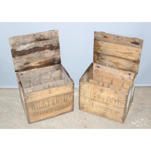 282 - Two vintage wooden brewery crates for Wiley & Co. Ltd of Sheffield